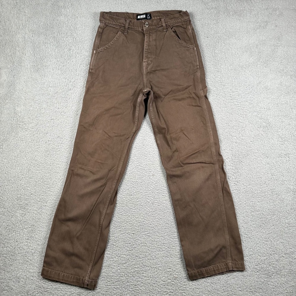 Minga London Brown Carpenter Pants High Rise Straight Leg Cotton Twill Size 26‎